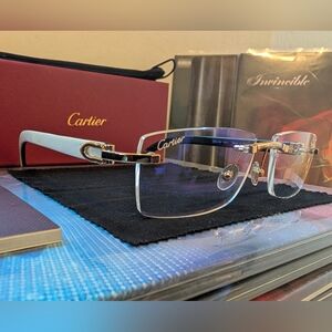 Cartier style Glasses. White Buffalo Horn and Gold Frame